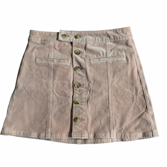 American Eagle Outfitters Blush Pink Button-Front Corduroy Mini Skirt - Picture 2 of 7